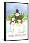 Snowman and Polar Share Joy-Melinda Hipsher-Framed Stretched Canvas