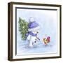 Snowman and Robin 7-MAKIKO-Framed Giclee Print