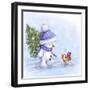 Snowman and Robin 7-MAKIKO-Framed Giclee Print