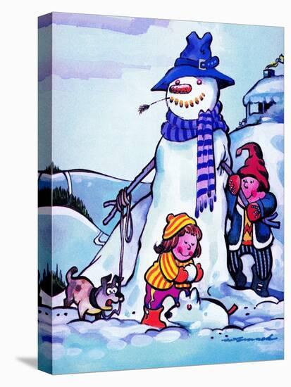 Snowman and Snow Dog - Jack & Jill-Fred Womack-Stretched Canvas