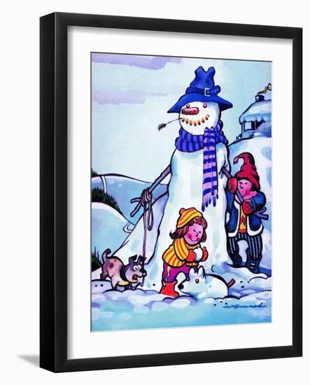 Snowman and Snow Dog - Jack & Jill-Fred Womack-Framed Giclee Print