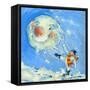 Snowman and Snowball-David Cooke-Framed Stretched Canvas