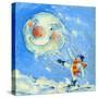 Snowman and Snowball-David Cooke-Stretched Canvas