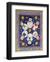Snowman and Stars-Linda Benton-Framed Premium Giclee Print