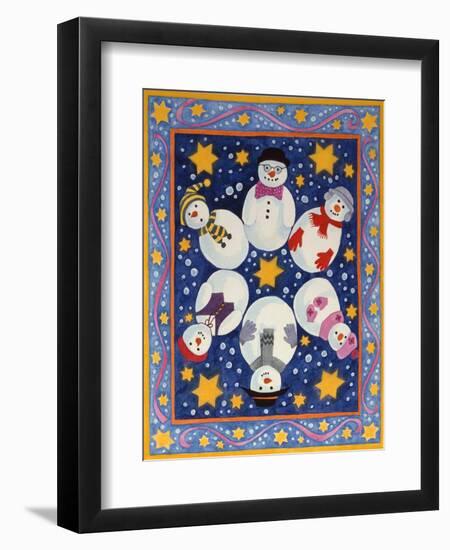 Snowman and Stars-Linda Benton-Framed Premium Giclee Print