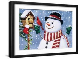 Snowman, Birdhouse-William Vanderdasson-Framed Giclee Print