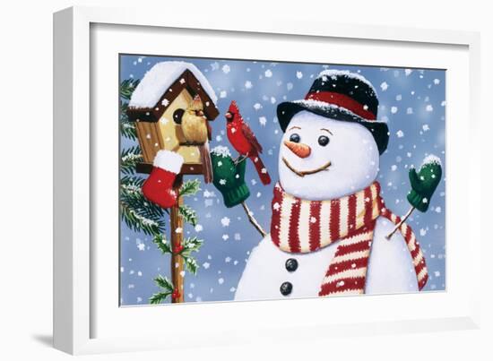 Snowman, Birdhouse-William Vanderdasson-Framed Giclee Print