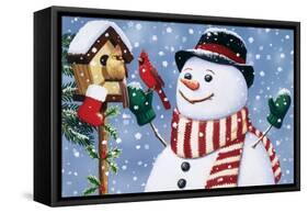 Snowman, Birdhouse-William Vanderdasson-Framed Stretched Canvas