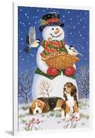 Snowman, Birds and Beagles-William Vanderdasson-Framed Giclee Print