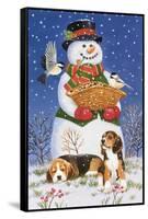 Snowman, Birds and Beagles-William Vanderdasson-Framed Stretched Canvas