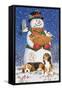 Snowman, Birds and Beagles-William Vanderdasson-Framed Stretched Canvas