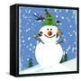 Snowman Blue 2-null-Framed Stretched Canvas