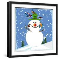 Snowman Blue 2-null-Framed Giclee Print