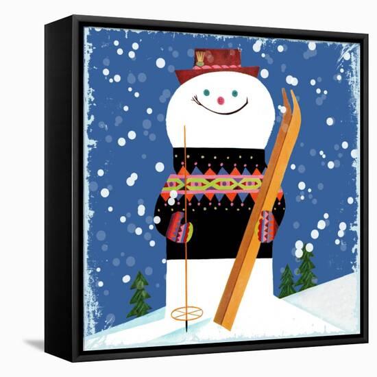 Snowman Blue-null-Framed Stretched Canvas