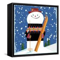 Snowman Blue-null-Framed Stretched Canvas