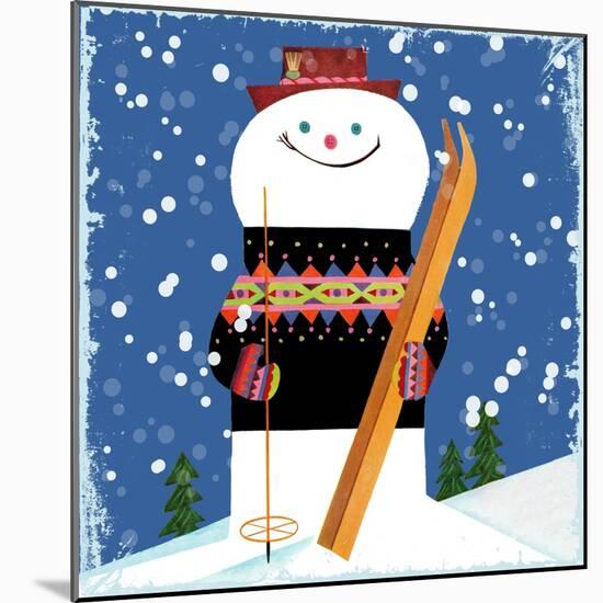 Snowman Blue-null-Mounted Giclee Print