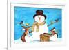 Snowman Bunnies-null-Framed Giclee Print