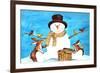 Snowman Bunnies-null-Framed Giclee Print