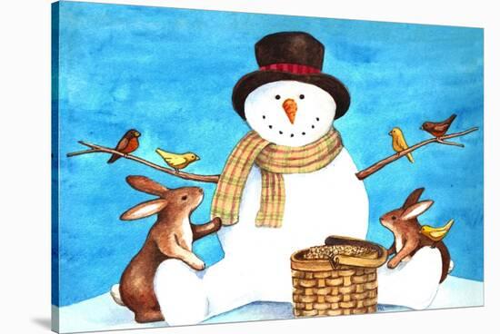 Snowman Bunnies-null-Stretched Canvas