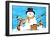 Snowman Bunnies-null-Framed Giclee Print