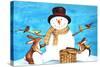 Snowman Bunnies-null-Stretched Canvas