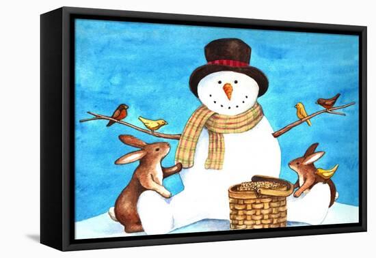 Snowman Bunnies-null-Framed Stretched Canvas