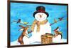 Snowman Bunnies-null-Framed Giclee Print