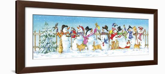 Snowman Bunny Border-Wendy Edelson-Framed Giclee Print