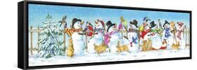 Snowman Bunny Border-Wendy Edelson-Framed Stretched Canvas