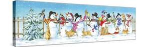 Snowman Bunny Border-Wendy Edelson-Stretched Canvas