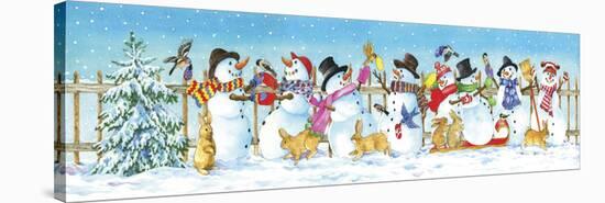 Snowman Bunny Border-Wendy Edelson-Stretched Canvas