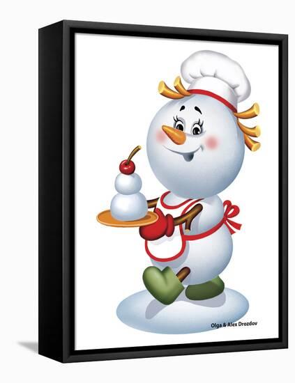 Snowman Cook-Olga And Alexey Drozdov-Framed Stretched Canvas