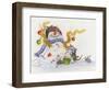 Snowman-Cuddles-Cindy Wider-Framed Giclee Print