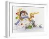 Snowman-Cuddles-Cindy Wider-Framed Giclee Print