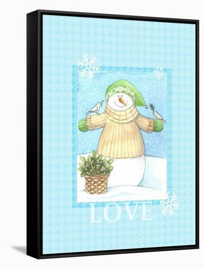 Snowman Dove Love-Melinda Hipsher-Framed Stretched Canvas