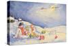 Snowman Family Christmas-David Cooke-Stretched Canvas