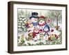 Snowman Family in Wood-MAKIKO-Framed Giclee Print