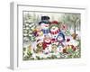 Snowman Family in Wood-MAKIKO-Framed Giclee Print