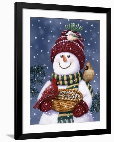 Snowman Feeding Birds-William Vanderdasson-Framed Giclee Print