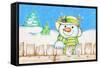 Snowman Fence-Valarie Wade-Framed Stretched Canvas