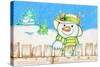 Snowman Fence-Valarie Wade-Stretched Canvas