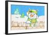 Snowman Fence-Valarie Wade-Framed Giclee Print