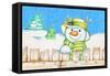 Snowman Fence-Valarie Wade-Framed Stretched Canvas