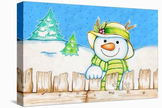 Snowman Fence-Valarie Wade-Stretched Canvas