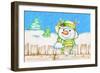 Snowman Fence-Valarie Wade-Framed Giclee Print