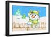 Snowman Fence-Valarie Wade-Framed Giclee Print