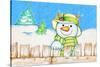 Snowman Fence-Valarie Wade-Stretched Canvas