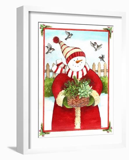 Snowman Gift Basket-Melinda Hipsher-Framed Giclee Print