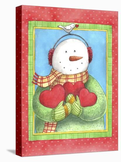 Snowman Give Heart-Melinda Hipsher-Stretched Canvas