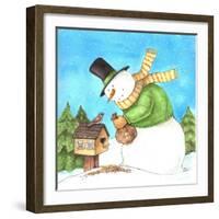 Snowman Green Bird-Melinda Hipsher-Framed Giclee Print